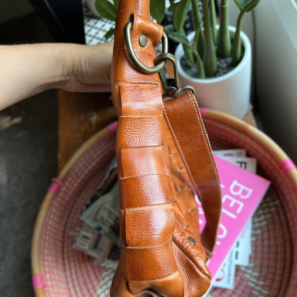 BED|STU Woven Leather Crossbody Bag in Cognac Tan - Picture 15 of 16